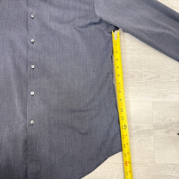 Calibrate Trim Fit Navy and White Checkered Men's Dress Shirt 16 - Picture 12 of 17